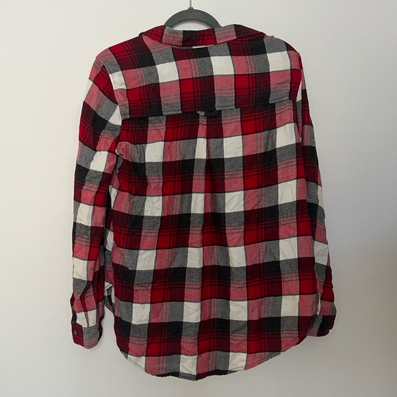 American Eagle Red and Black Plaid Flannel Shirt - Picture 2 of 2